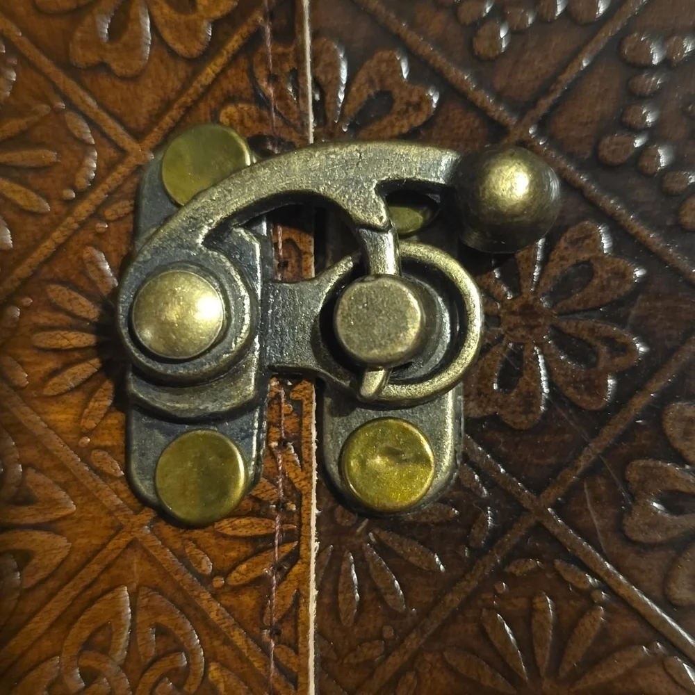 ♥️BUY 2 GET 1 FREE Earthbound Brown Embossed Clock Leather Journal